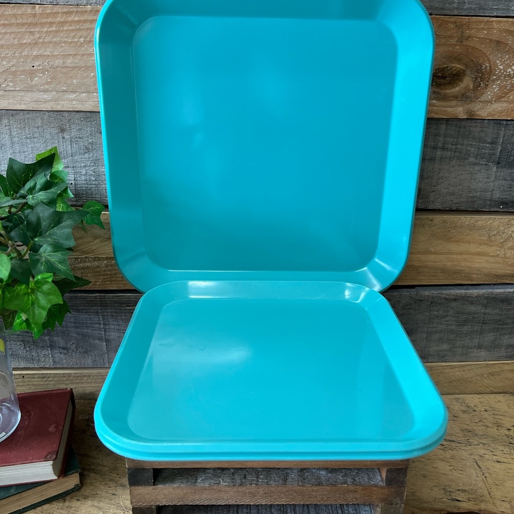Set of 2 Room Essentials Turquoise Blue Melamine Dinnerware Set - Picture 2 of 5